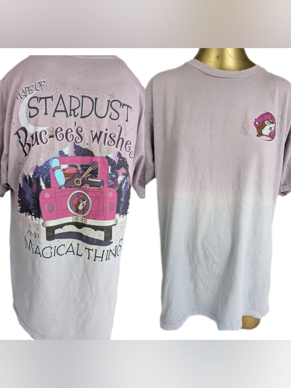 Buc-ee's Stardust Gradient Lavender Tee Size Medium